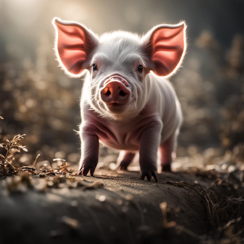 Mini Piglet in Tutu: Hyperrealistic Animal Portrait