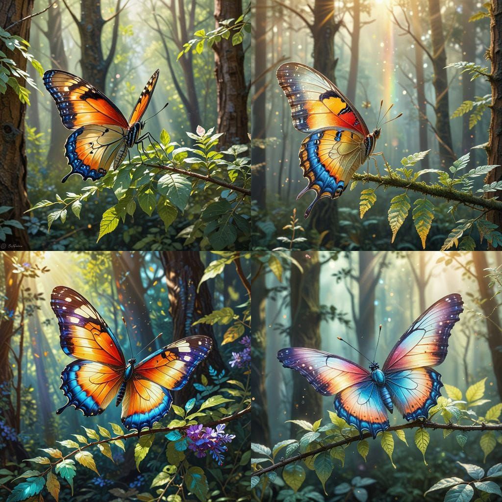 Confused Butterfly on Forest Branch