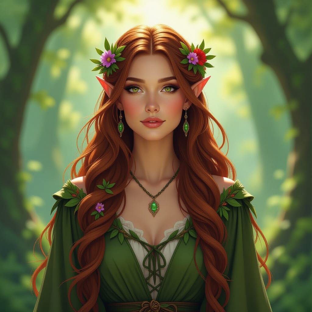 Wood Elf Druid in Art Nouveau Style