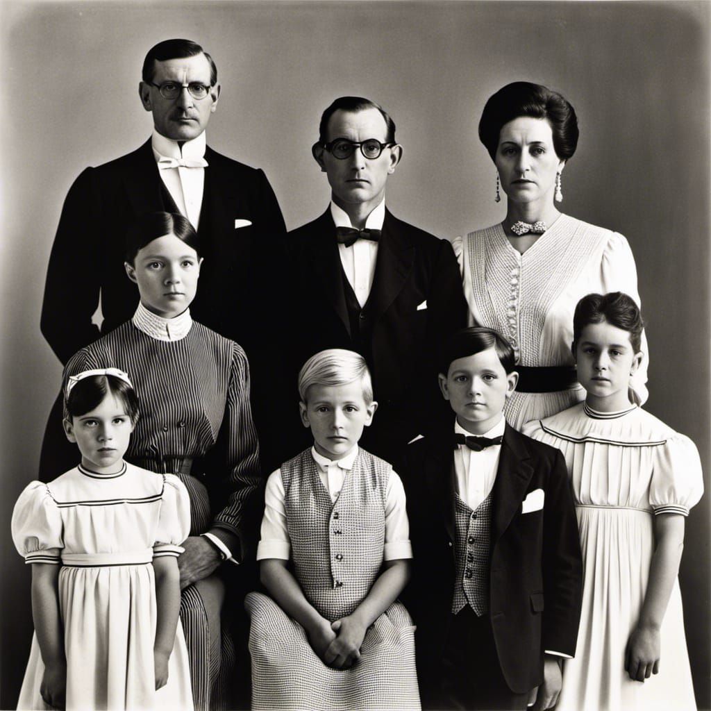 Vintage Family Portrait in David Hockney Style