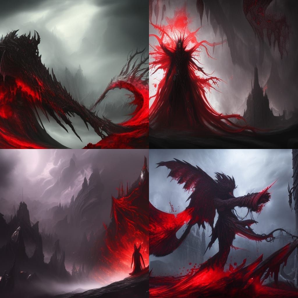 Eerie Red Shadow Spectre in Sinister Fantasy Art