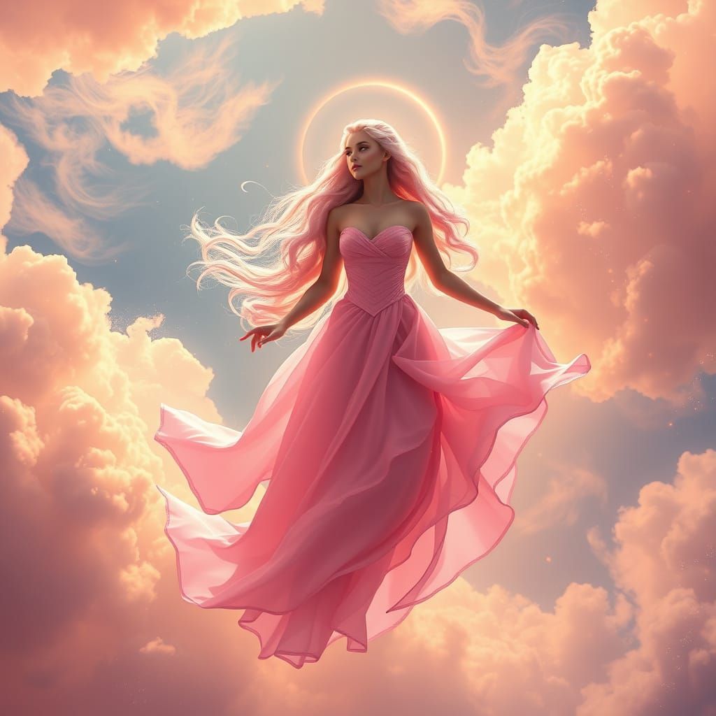 Enchanted Princess Soars in a Whimsical Sky