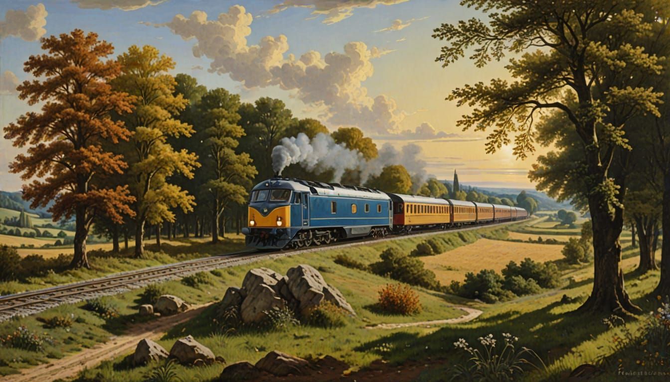 Renaissance Train in Flemish Golden Landscape