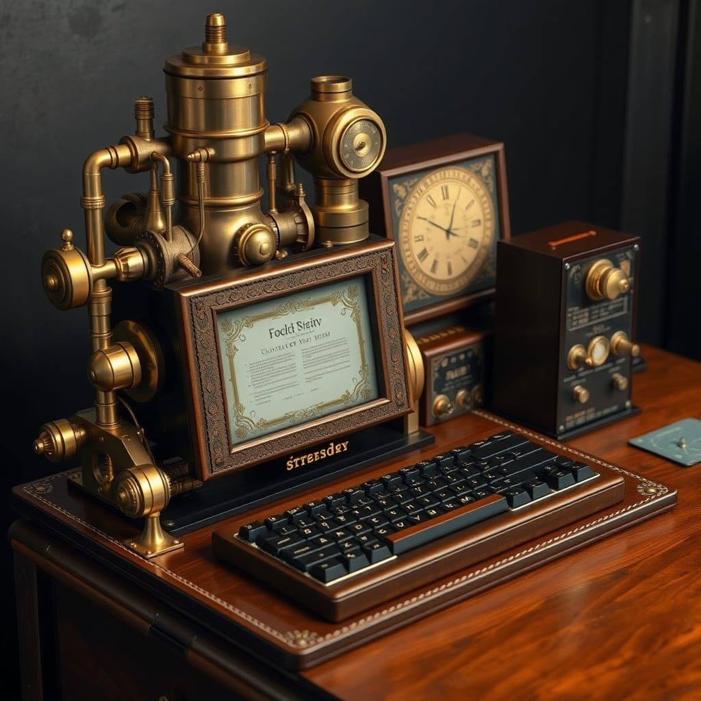 Steampunk Steam Engine Powers Vintage Computer