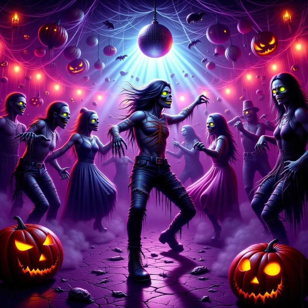 Zombie Prom Dance-Off in Graphic Novel Style