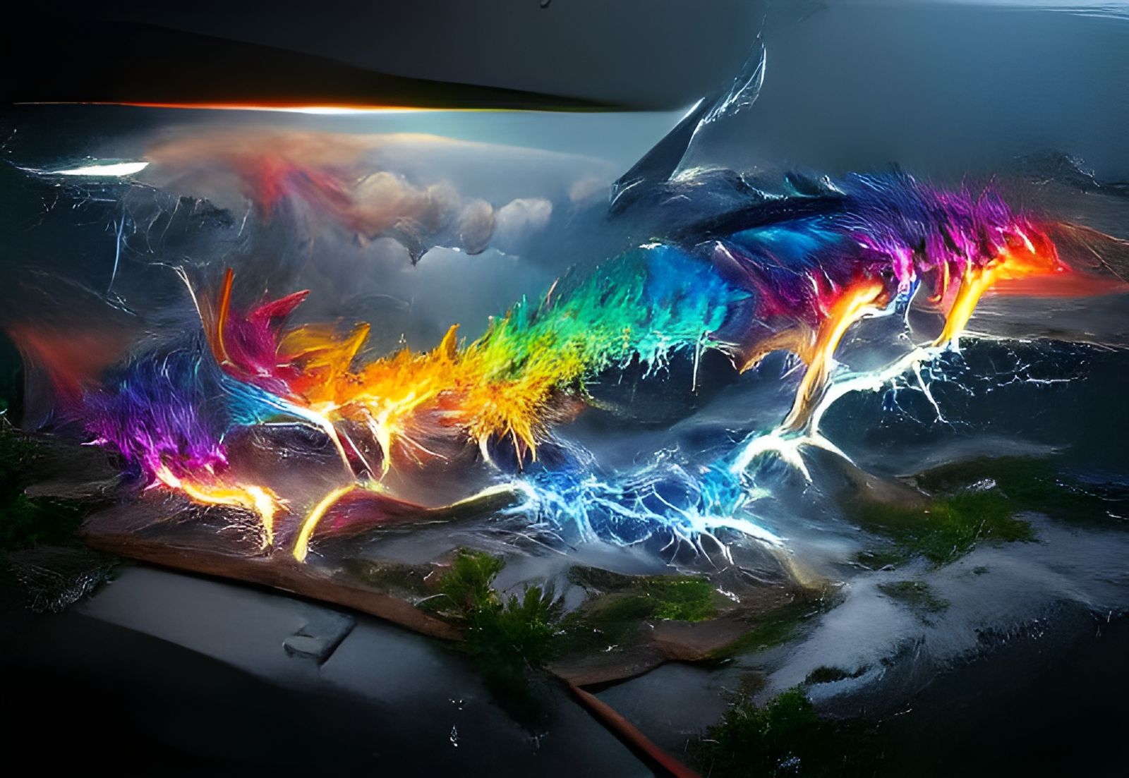 Rainbow Lightning Hybrid in Digital Art Style