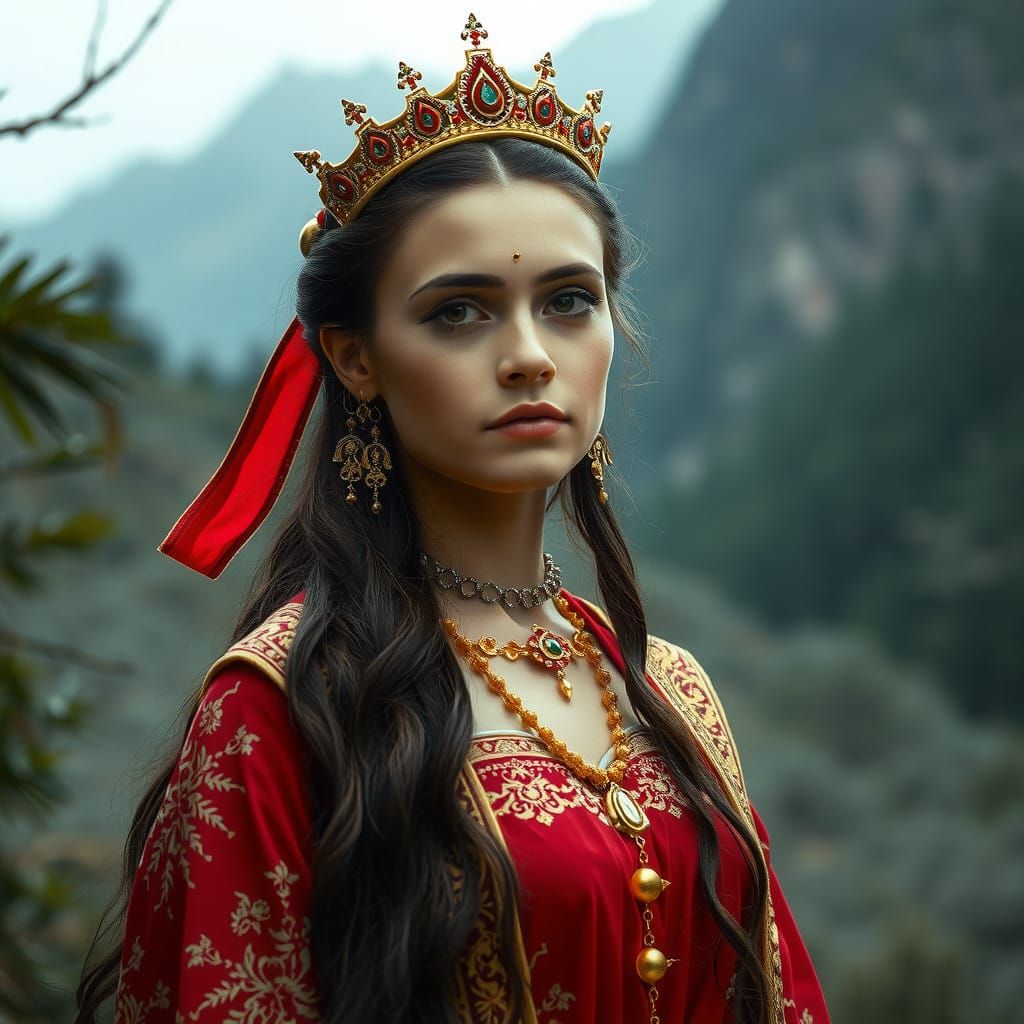 Majestic Princess in Traditional North Macedonian Attire