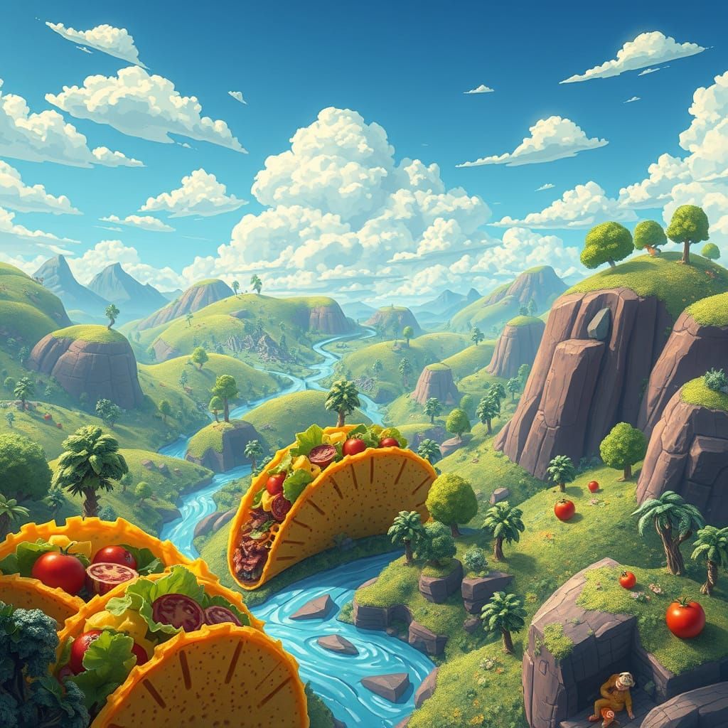 Taco Landscape in Digital Painting Style