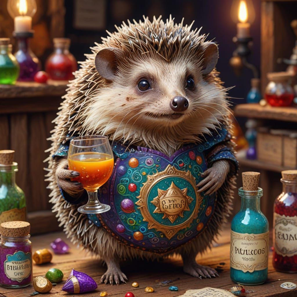 Whimsical Hedgehog in Dreamlike Fantasy Art