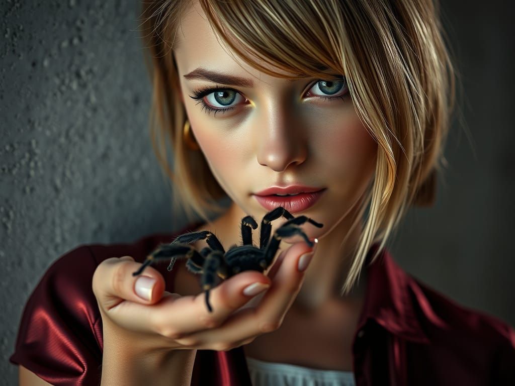 Stunning Woman Tenderly Holds a Tarantula in Her Hand