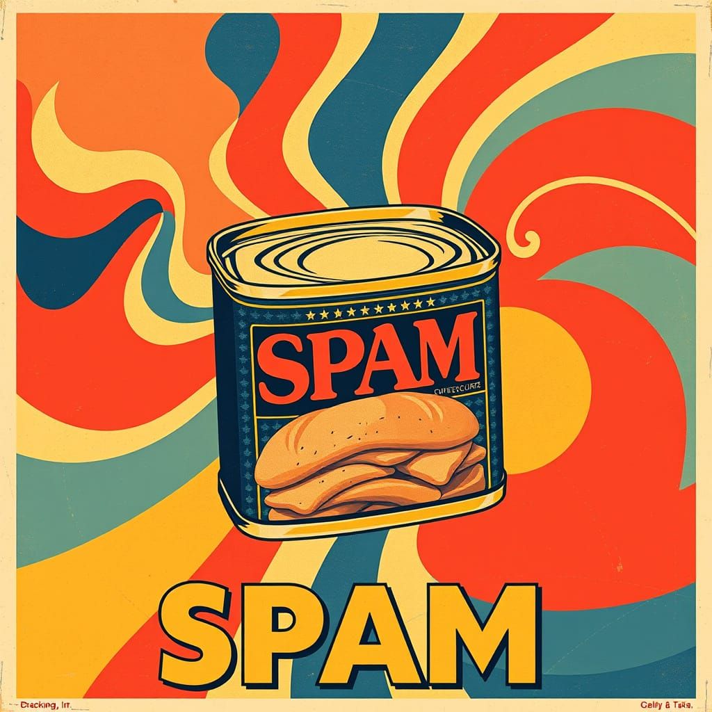 Vintage-Style Spam Can Poster in Bold Art Deco