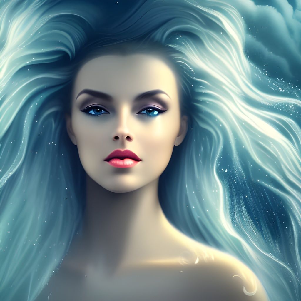 Beautiful Woman with Seaweed Hair in Art Deco Style