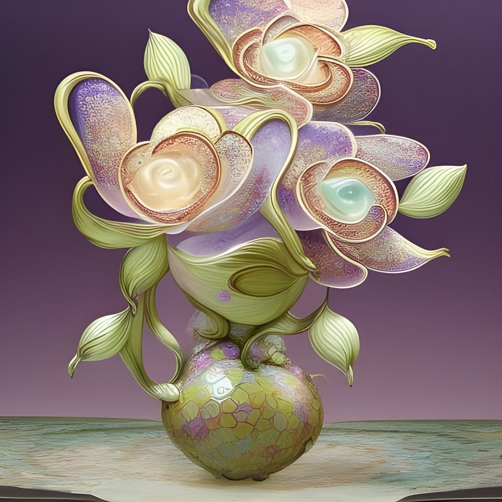 Fantastical Glass Ceramic Flower Sculpture