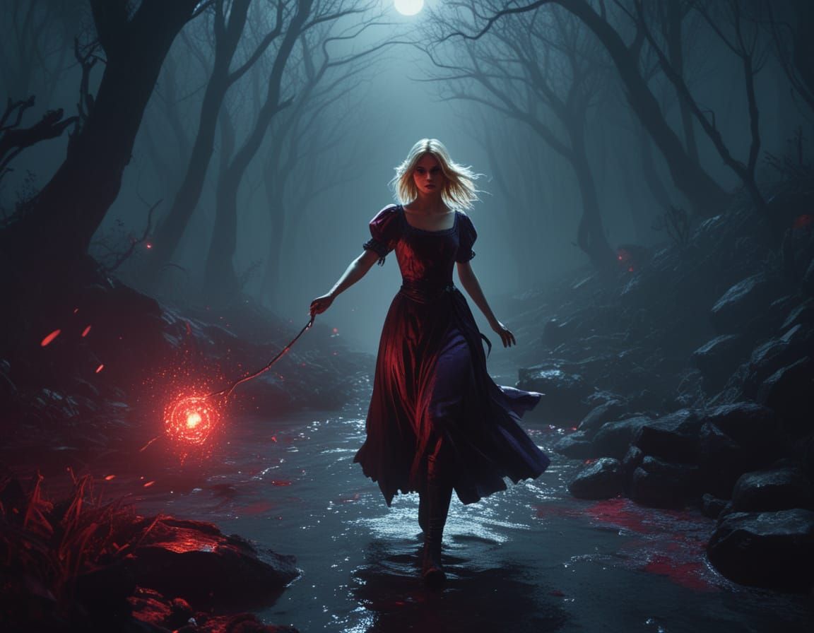 Dark Fantasy Alice in Red Moonlight