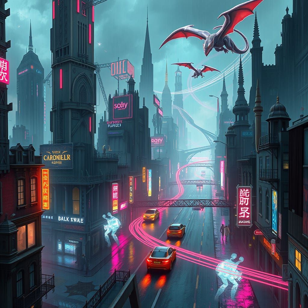 Cyberpunk Artists Unite in Futuristic Metropolis