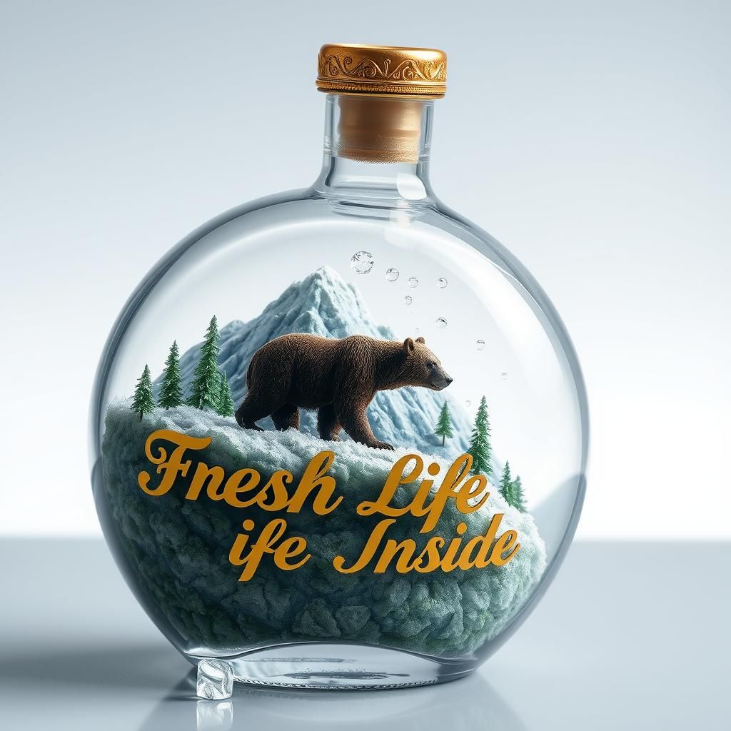 Luxury Bottle with Mountain Landscape Inside