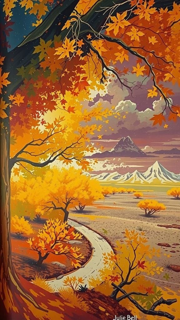 Hyperrealistic Autumn Landscape with Clean Lines