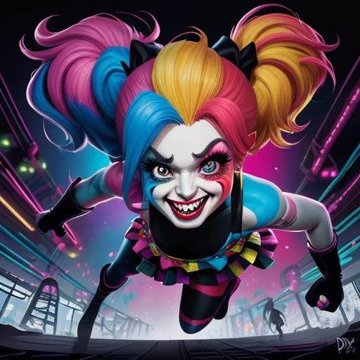 Pinkie Pie as Harley Quinn in Pop Art Style