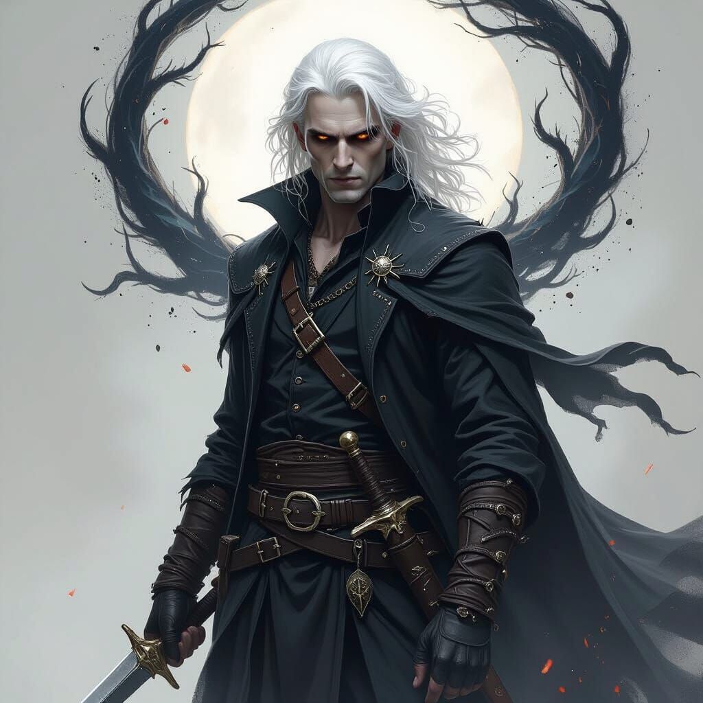 Male Necromancer With Dark Aura in Fantasy Art Style