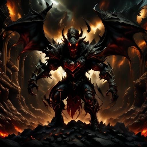 Devils Drinking Beer in Hellish Bar: Dark Fantasy Art