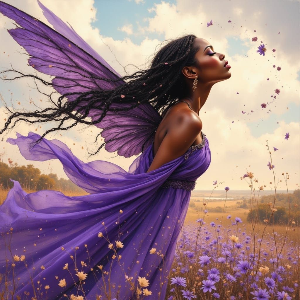 African Fairy Kelly Rowland in Purple Wings