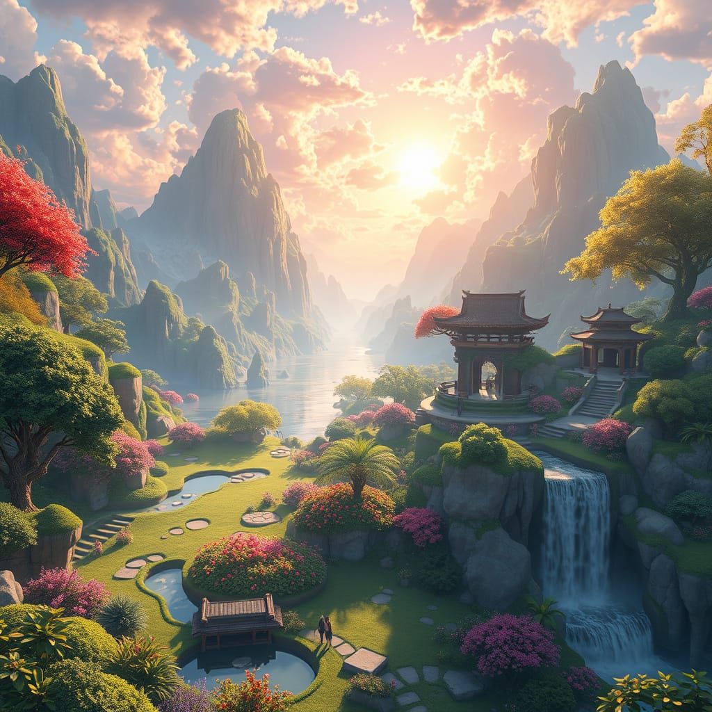 Enchanted Gardens of Wonder in Vibrant Anime Style