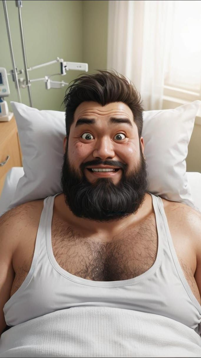 Arrogant Anime Man with Funny Face in Hospital