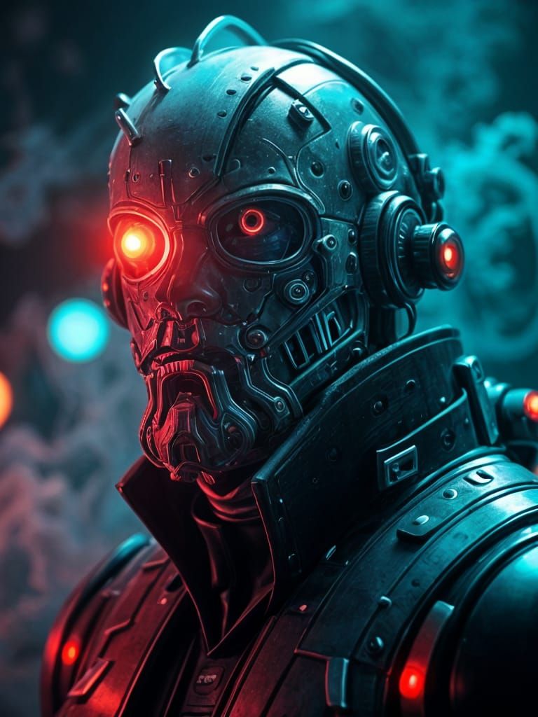 Cybernetic Warrior Emerges from the Depths