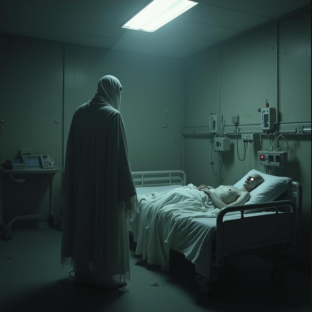The Dark Collector in Desolate Hospital Room