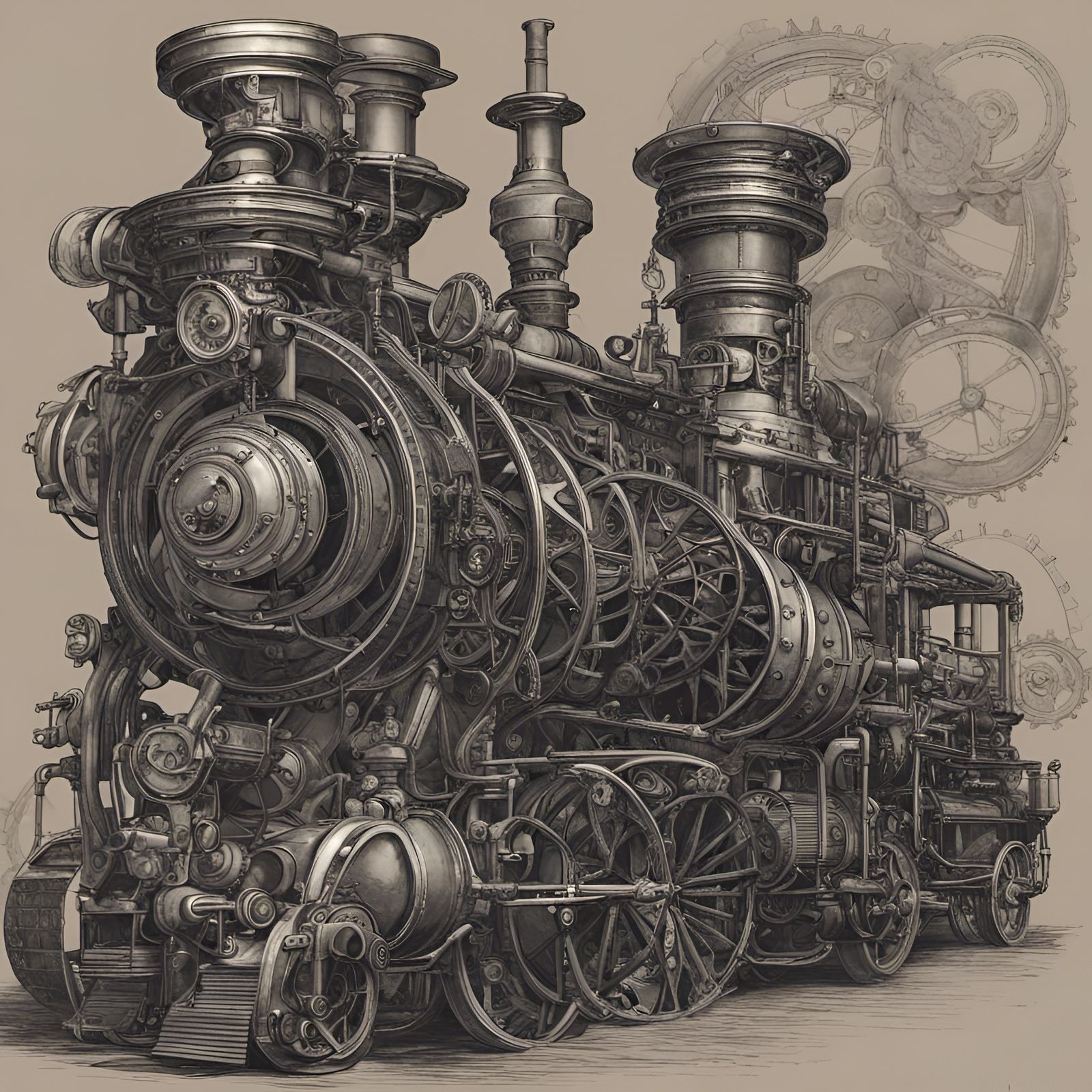 Steampunk Engine with Black Stockings