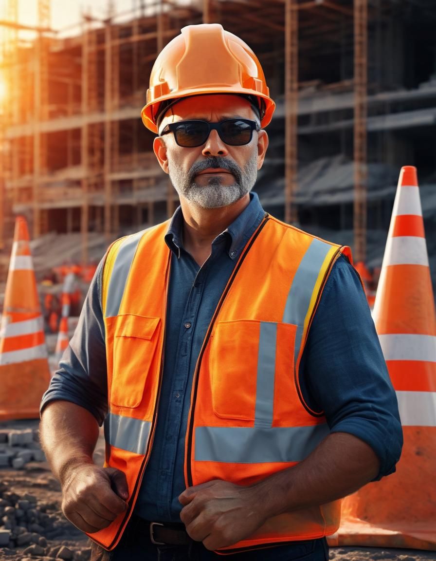 Civil Engineer on Construction Site in Digital Art