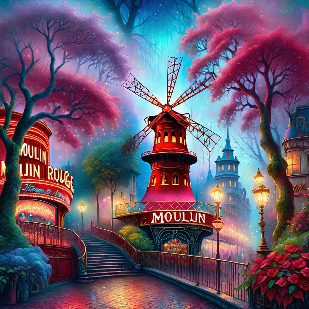 Ethereal Fantasy Landscape in Mixed Media Style