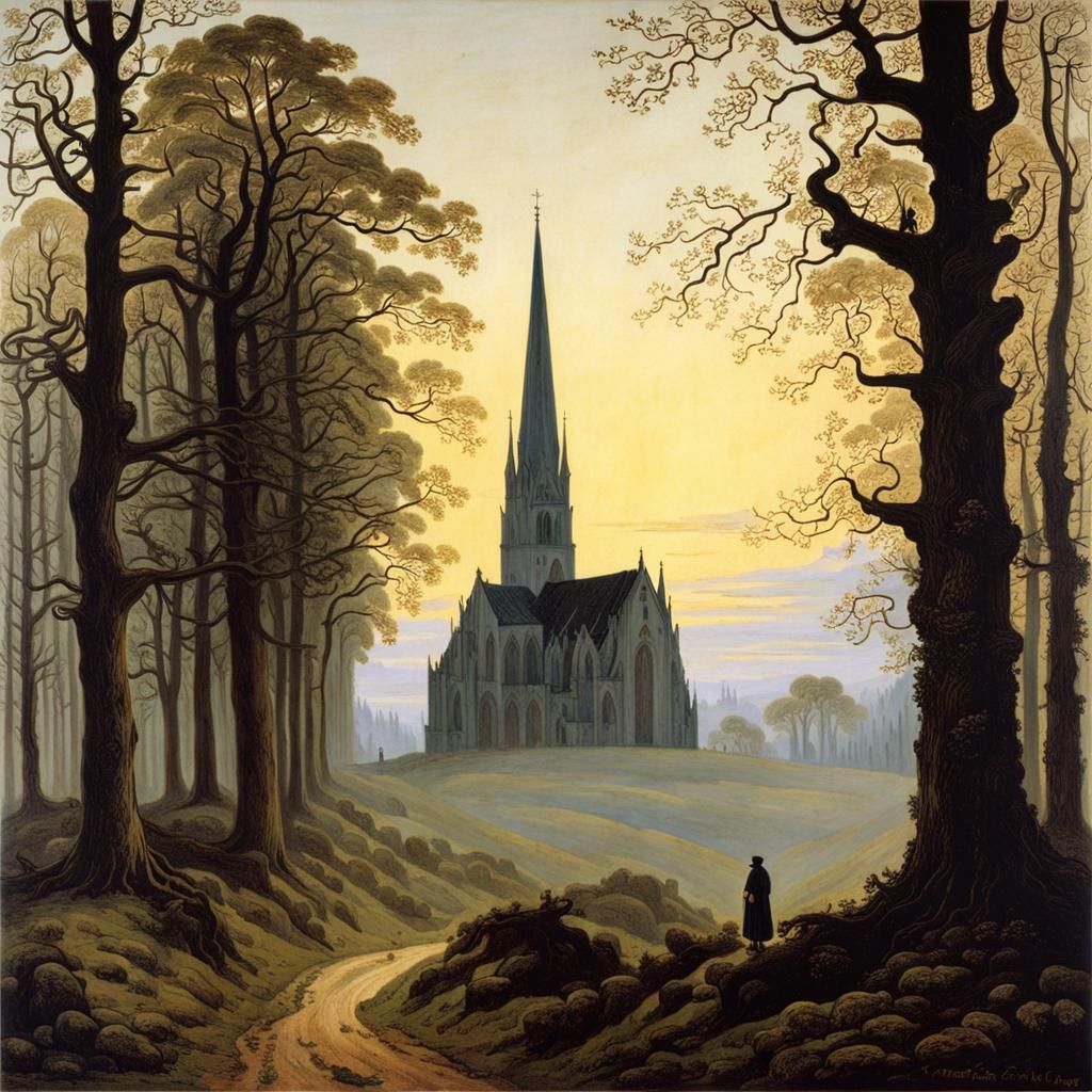 Eerie Abbey Ruins in Oakwood: Romanticism Style