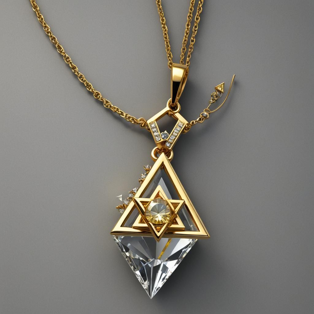 Merkaba Star of David Pendant with Quartz Crystal