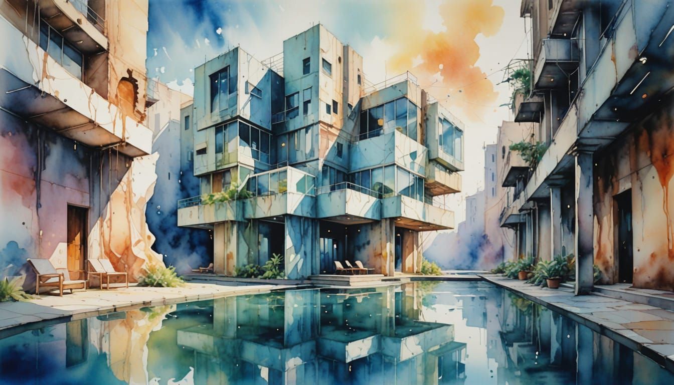 Surrealist Architecture Dissolves into Vibrant Lightscapes