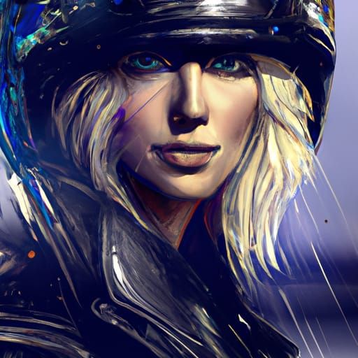 Blonde Woman in Leather Outfit: Hyperdetailed Portrait