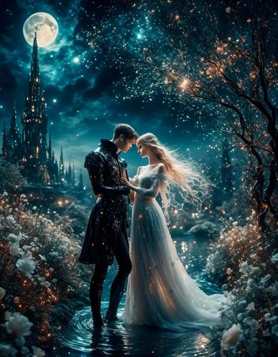 Romantic Cyberpunk Lovers in Enchanted Land