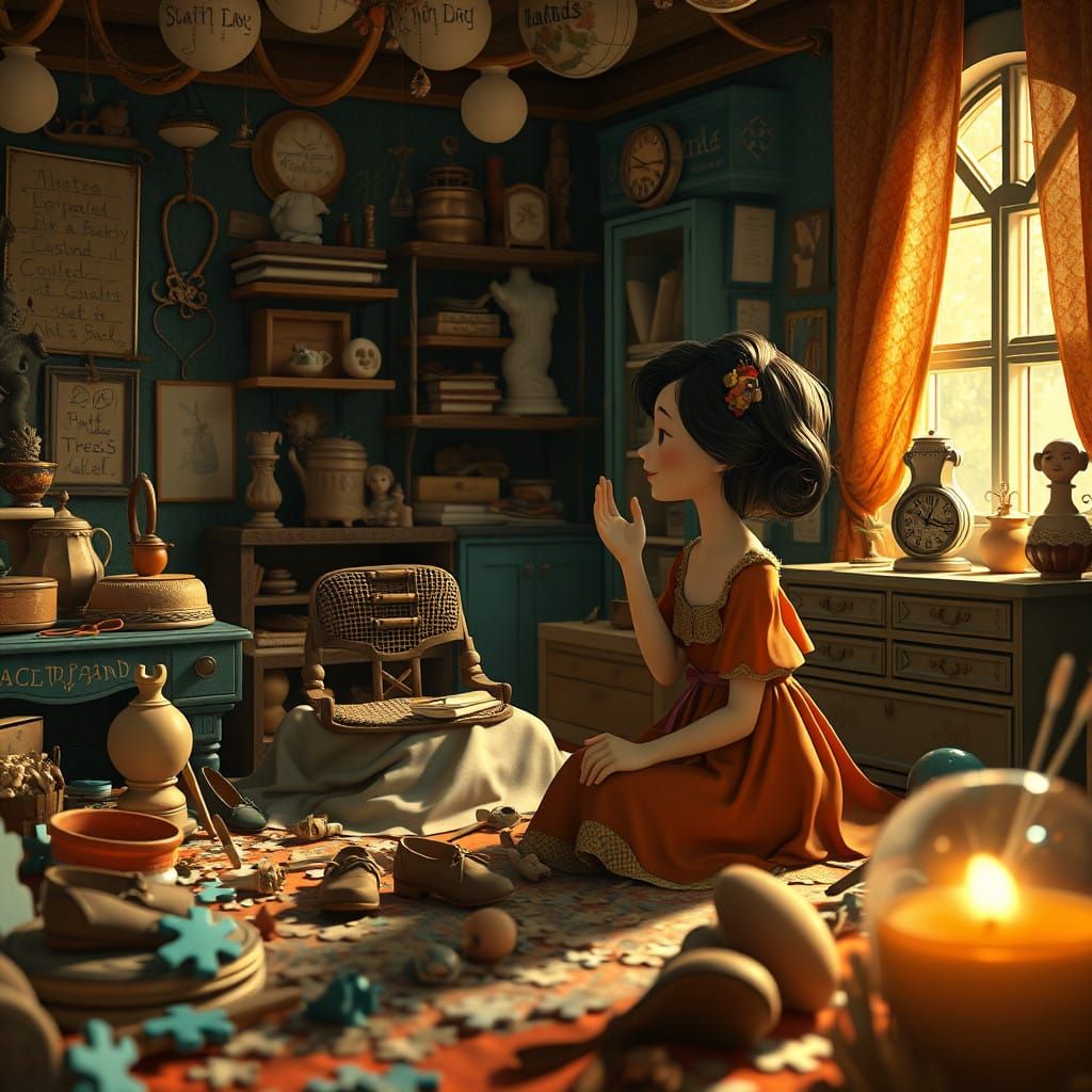 Whimsical Conversation in a Cozy Room