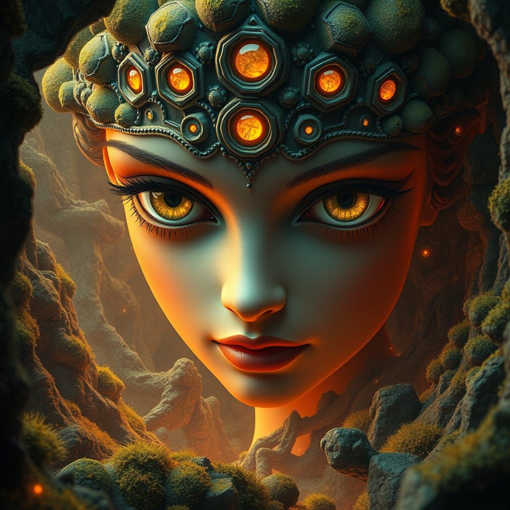 Surreal Dark Fantasy Valley in Dalí Style