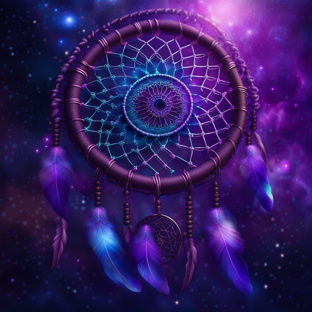 Ornate Dream Catcher in Colorful Nebula