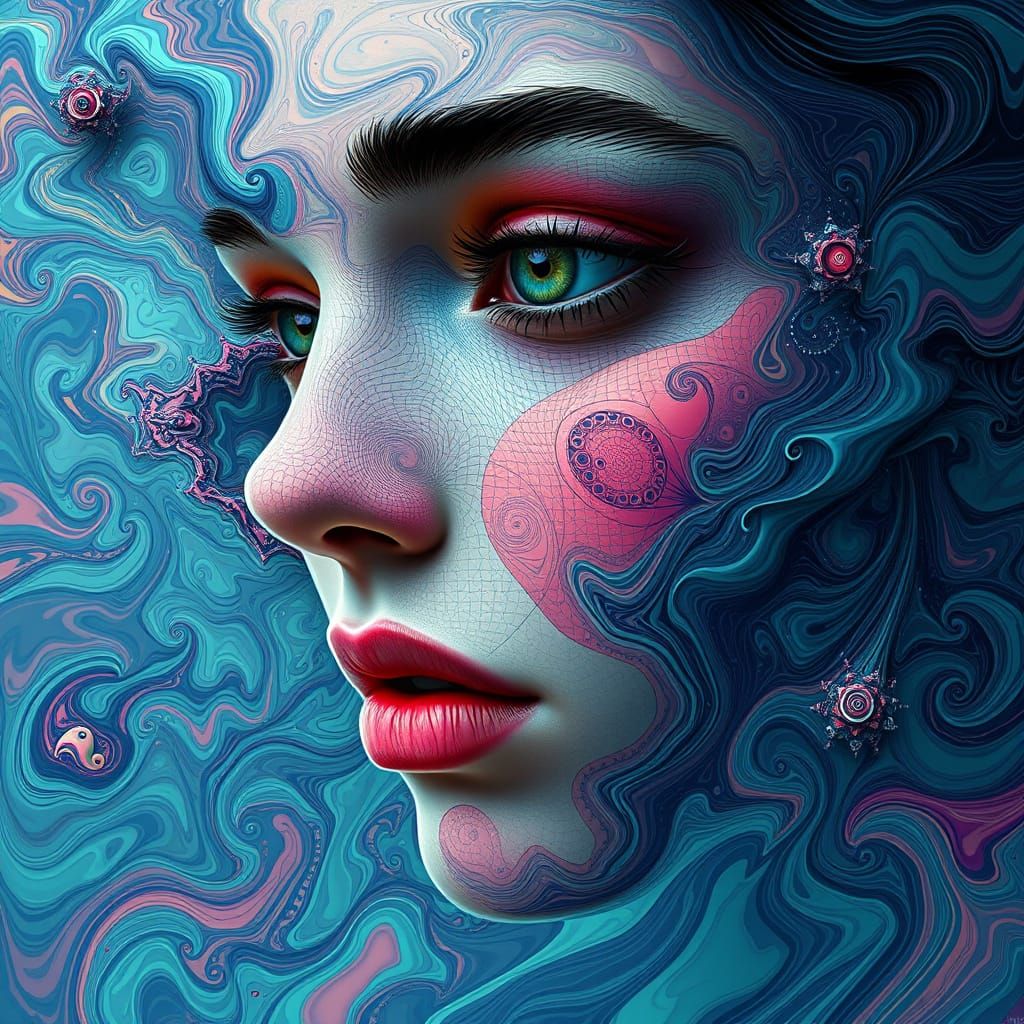Fractal Woman Face in Futuristic Digital Art