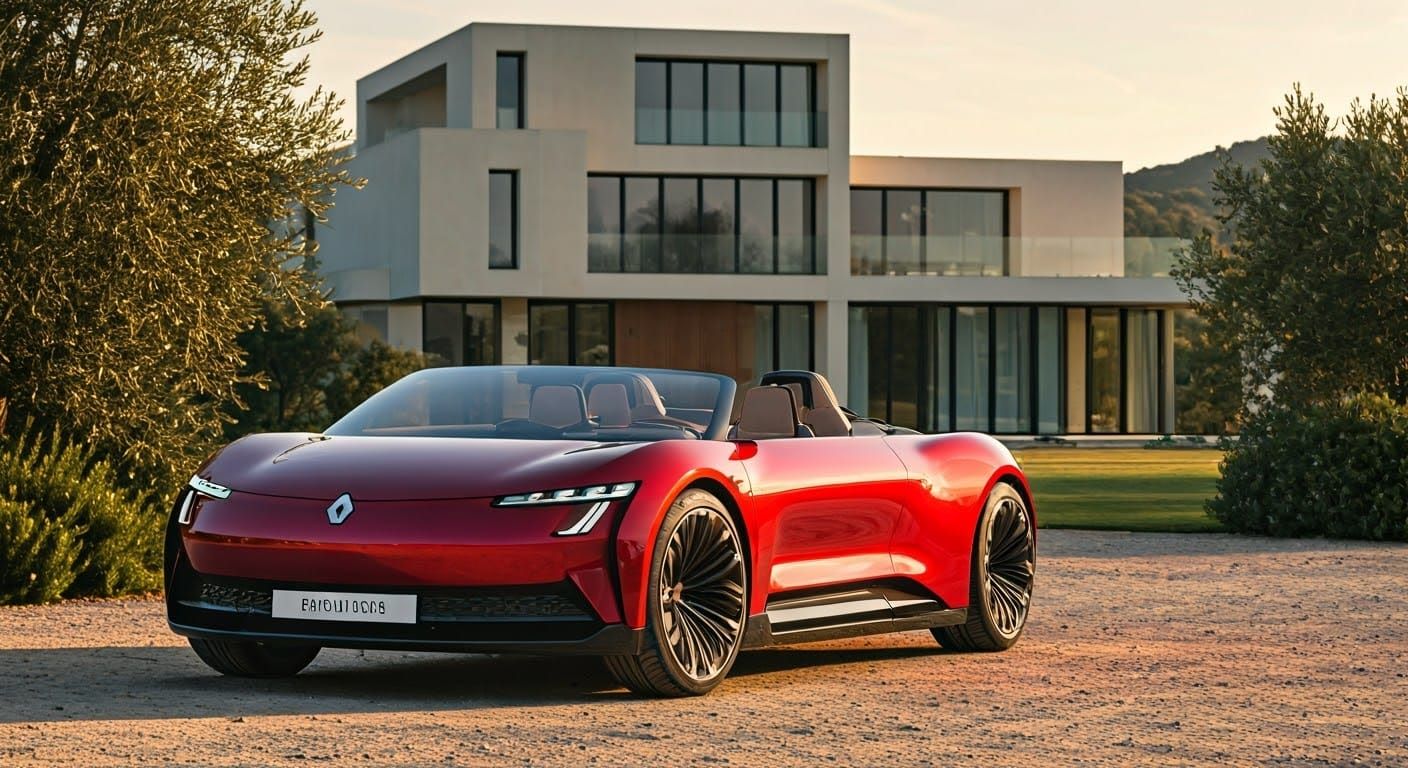 Futuristic French Roadster in Vibrant Poppy Red