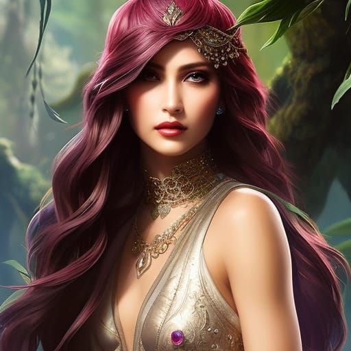 Mushroom Goddess Queen Portrait in Hyperdetailed Style