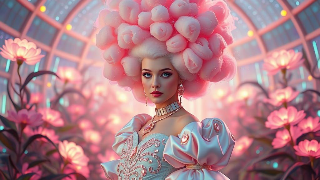 Futuristic Marie Antoinette with Cotton Candy Wig, Art Nouve...