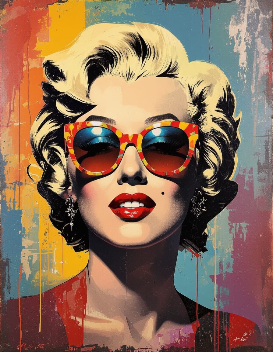 Marilyn Monroe Portrait in Thick Impasto Encaustic Painting