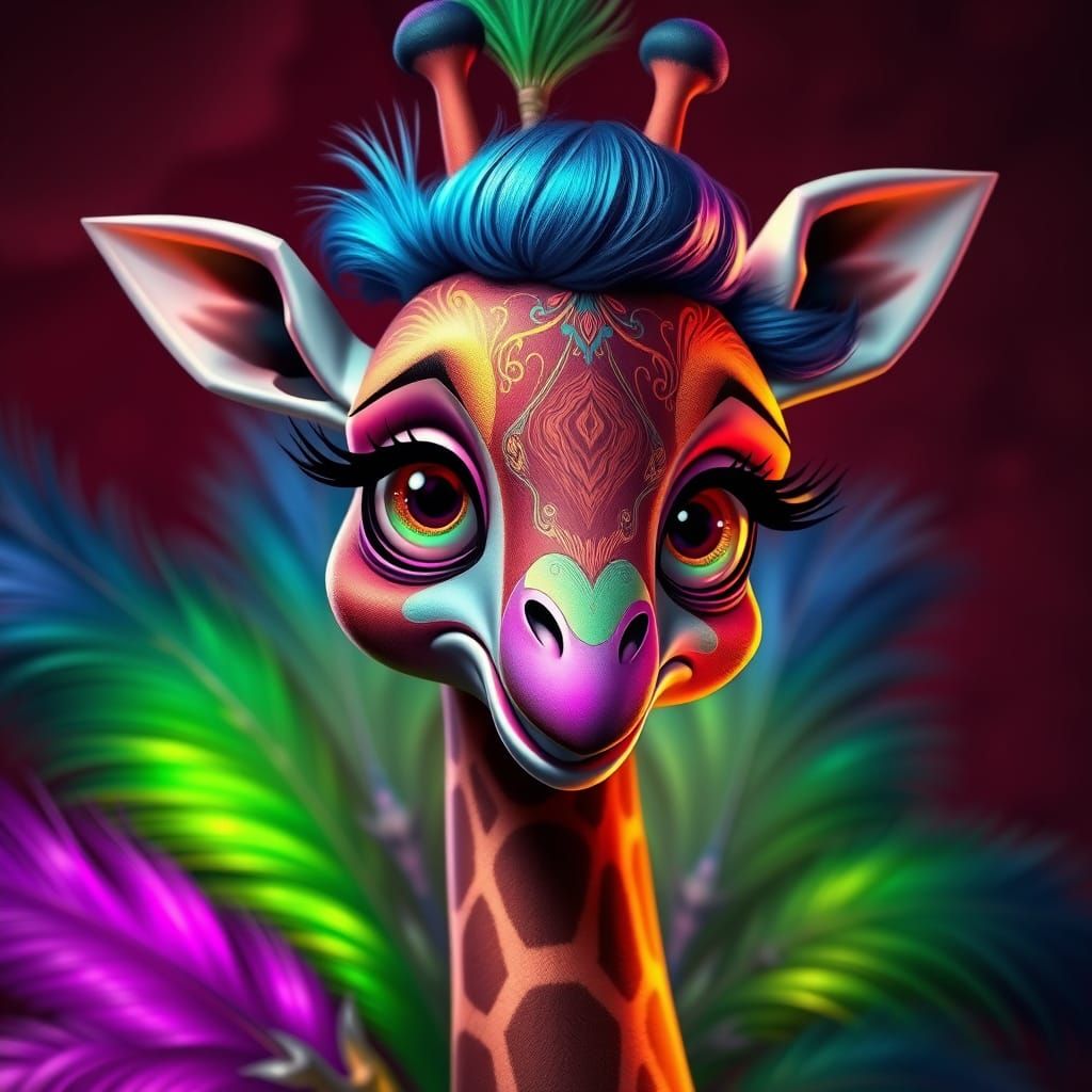 Whimsical Betty Boop-Inspired Hybrid in Iridescent Plumage