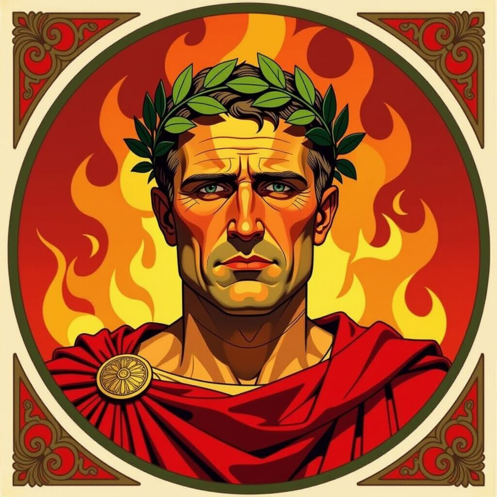 Julius Caesar Portrait in Vibrant Roman Style