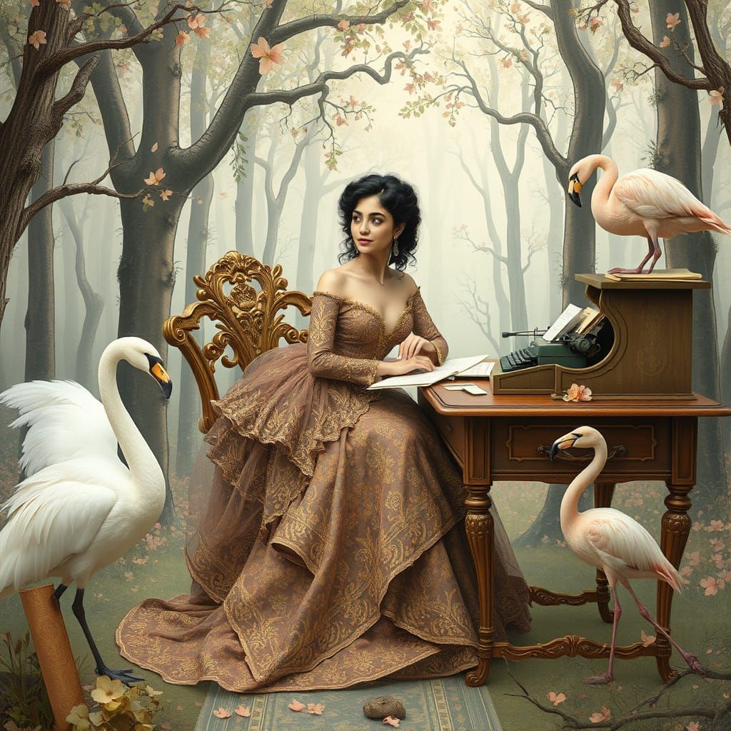 Golshifteh Farahani in Dreamy Forest, Klimt Style