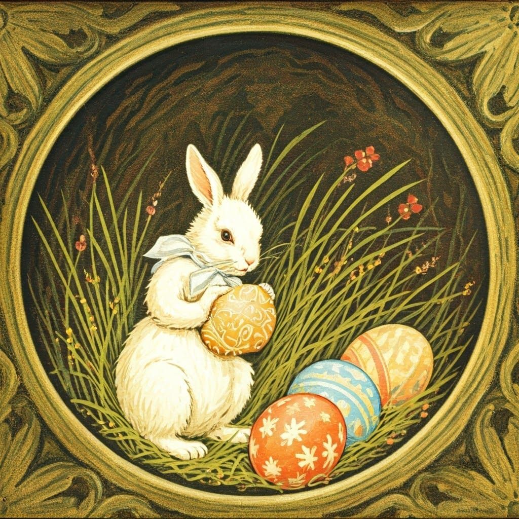 Vintage Easter Egg Hunt in Whimsical 1920s Children's Book S...