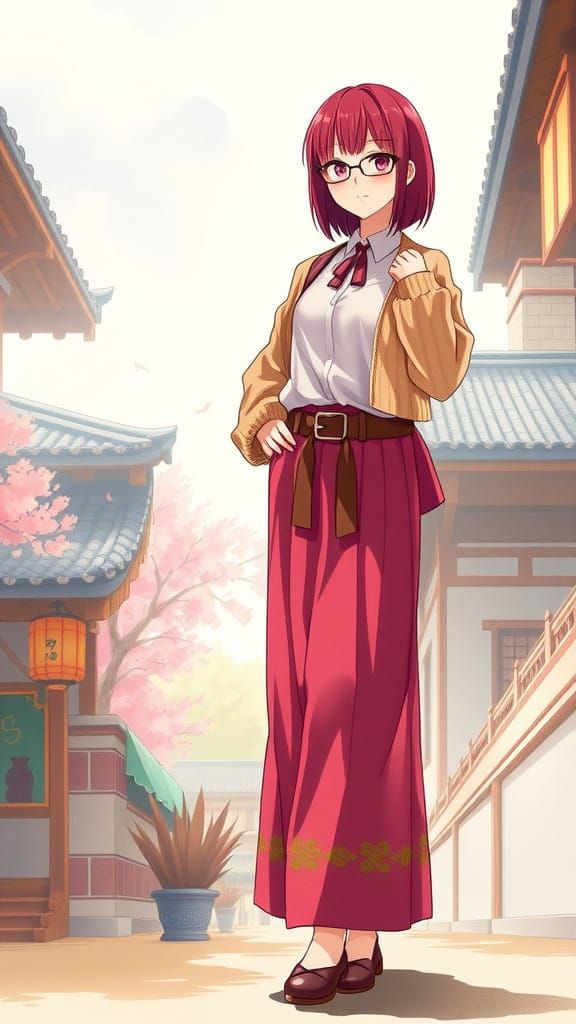 Vibrant Anime Goddess with Mature Proportions